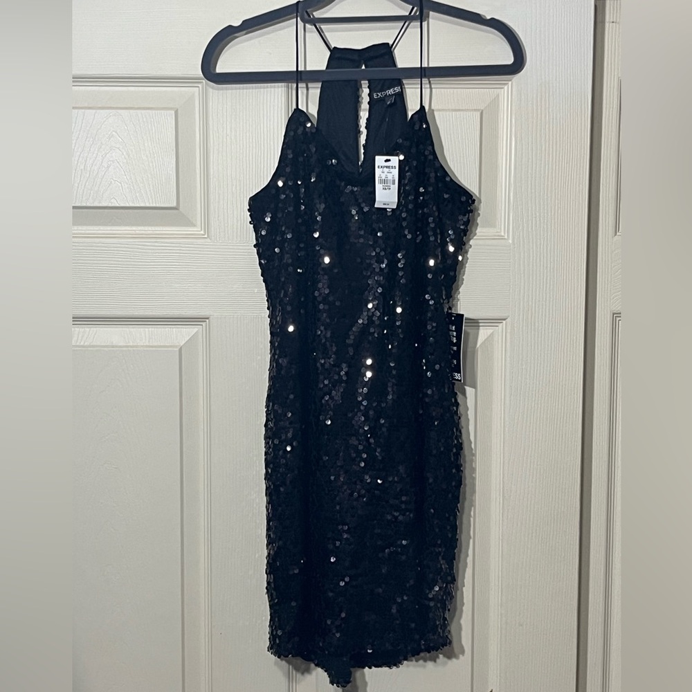 Express Black Sequin Mini Dress.  Size-XS/TP.  New with Tags.